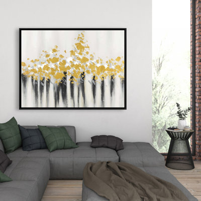 Abstract Gold Flowers Print On Canvas