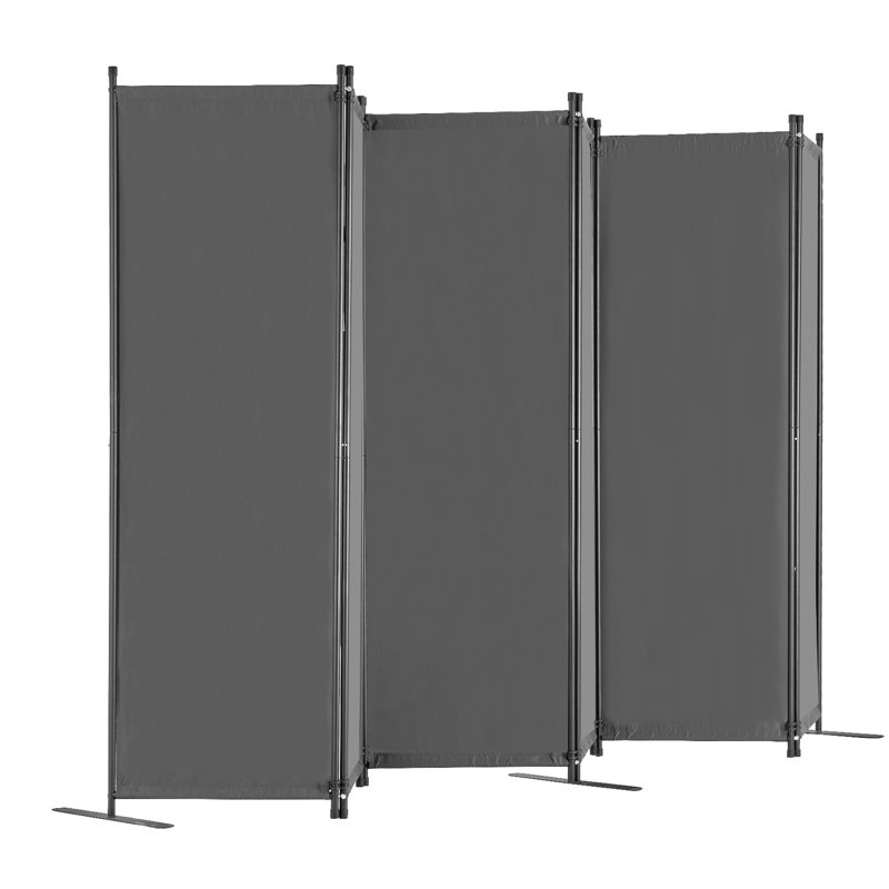 Paravent autoportant à 6 panneaux, écran d'intimité gris, cloison portative pour différents espaces, tissu amélioré, stabilité de la structure en fer dans diverses pièces, structure de haute qualité, assemblage simple