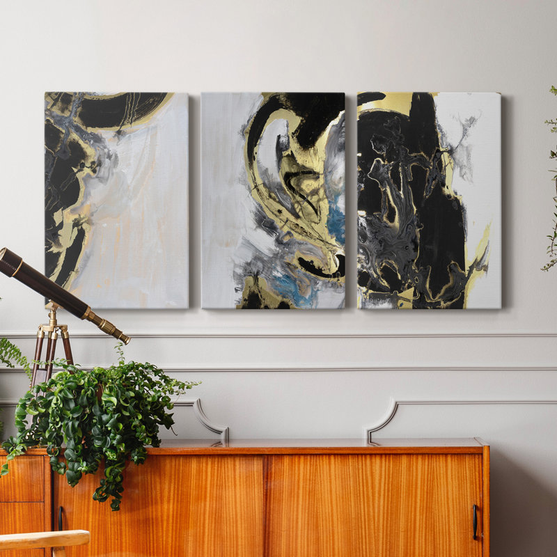 «Mountains in the Mist II», ensemble de 3 peintures sur toile tendue, H 48 po x l 96 po x P 1 po