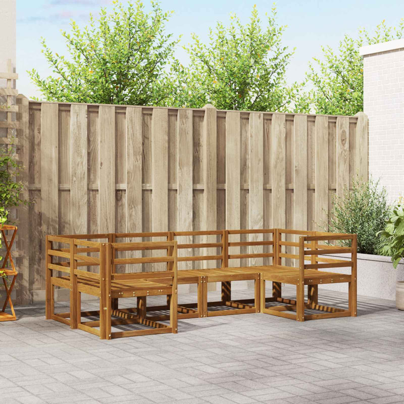 245 cm W Solid Wood Patio Corner Sofa Set