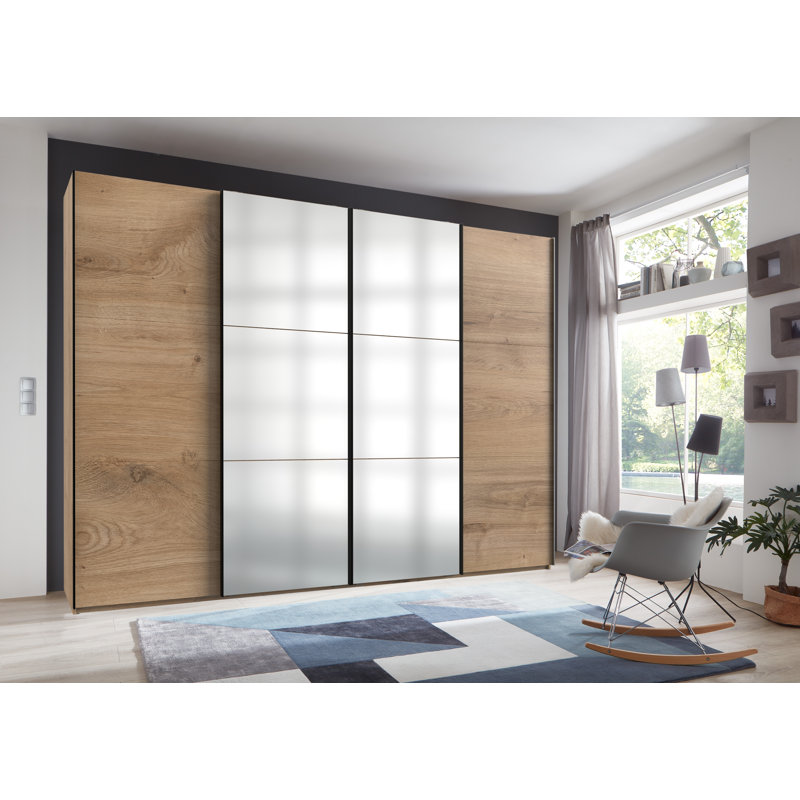 Guardino 4 Door Wardrobe, 236cm H x 300cm W x 65cm D, White/Graphite