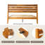 Structure de lit plateforme grand avec tête et pied de lit, pieds en métal au centre, 12 lattes robustes en bois massif, aucun sommier requis, assemblage facile, anti-bruit et antidérapant, finition miel d'acacia-62654317-62654321