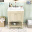 Meuble-lavabo de salle de bain avec lavabo, tablette ouverte et armoire de rangement-877244131
