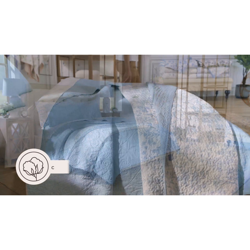 Ivory Twin Cotton Reversible Quilt Set with Shams