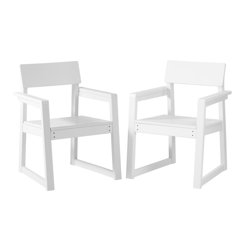 Chaise de salle à manger d'extérieur avec accoudoirs (ensemble de 2), Blanc