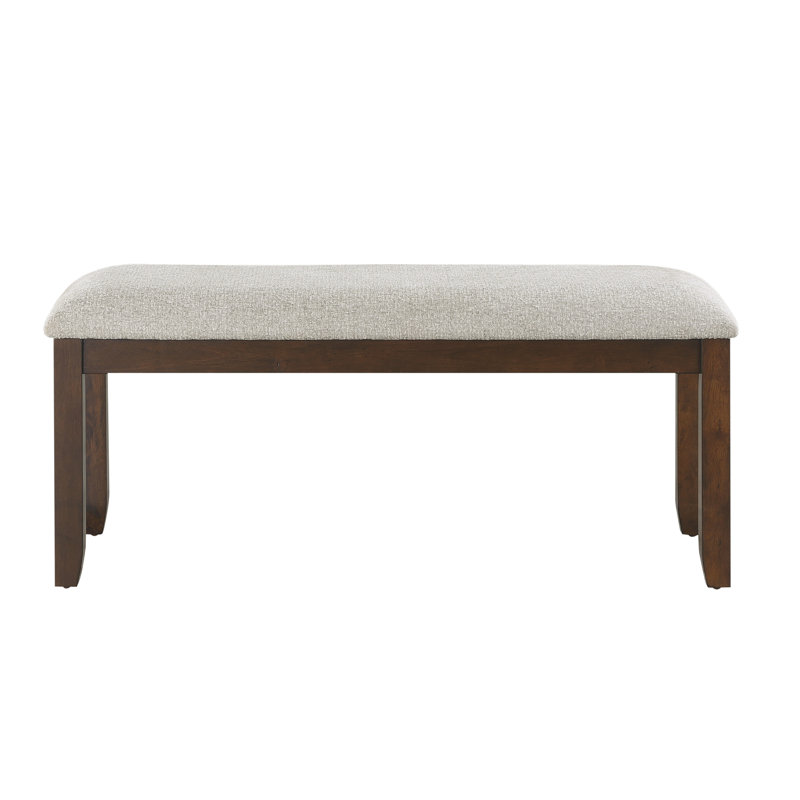 Banc en bois de cerisier foncé avec revêtement en chenille pour un repas agréable