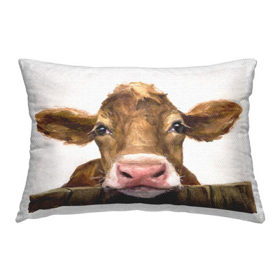 Serene Brown Cattle Outdoor Printed Pillow by GeorgeDyachenkoArt