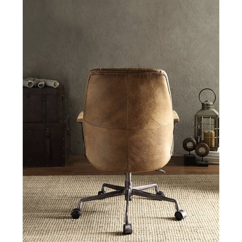 Fauteuil ergonomique en cuir de style classique pour utilisation longue durée, Marron clair