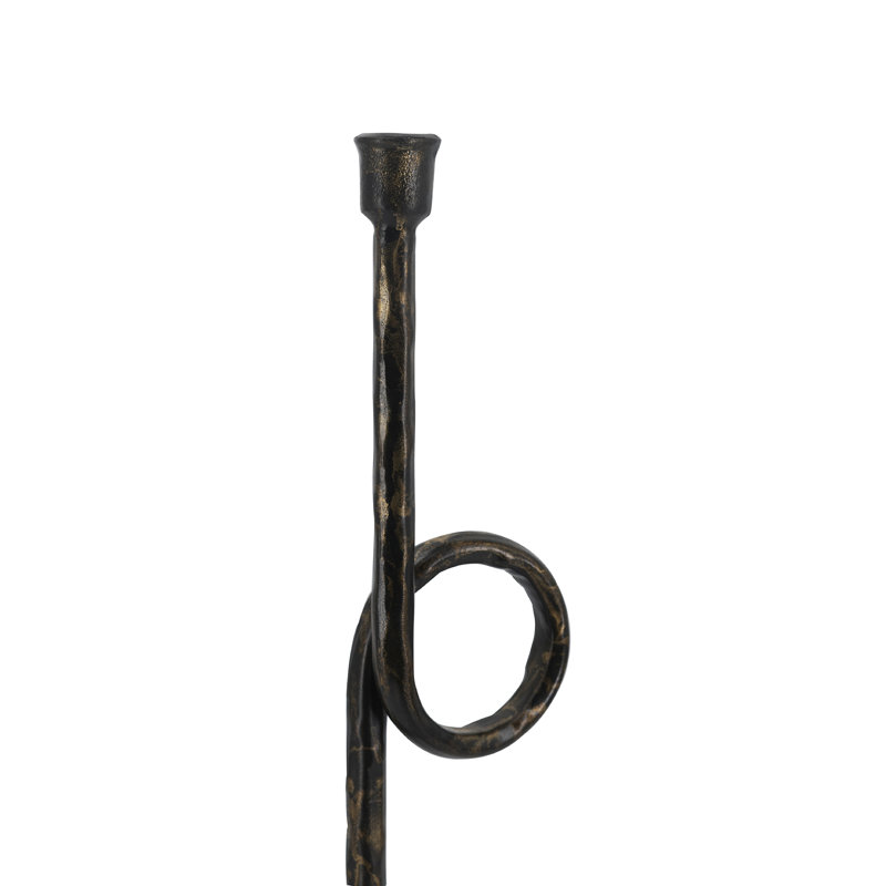 Bougeoirs S / 2 en fer noir et doré avec boucle ludique