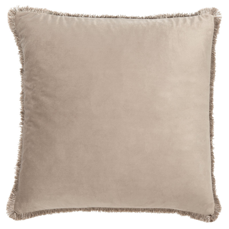 Grey Faux-Fur Fringe Square Throw Pillow