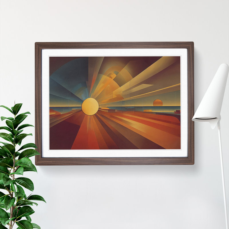 Abstract Sunset Sun Vol.5 - Framed Print, 34cm H x 46cm W x 2cm D, Walnut
