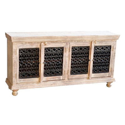 Buffet 70 po en bois massif avec portes décoratives en fer
