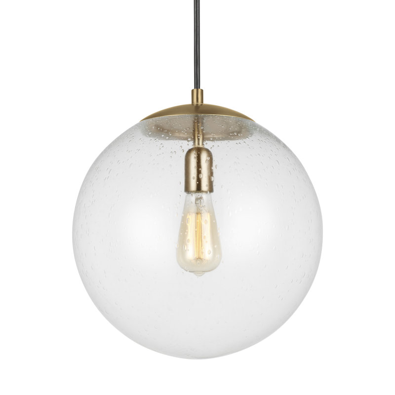 Leo - Hanging Globe 1 - Light LED Pendant, 14.75" H x 14" W x 14" D, Satin Bronze
