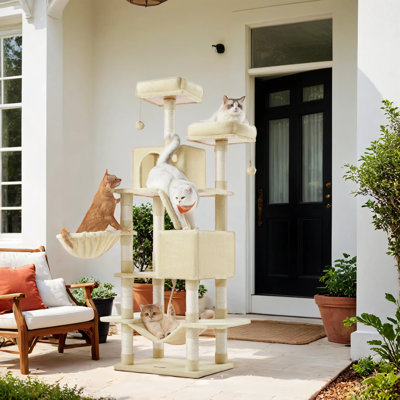 Cat Tree with 13 Scratching Posts, Multi-Level Plush Cat Condo