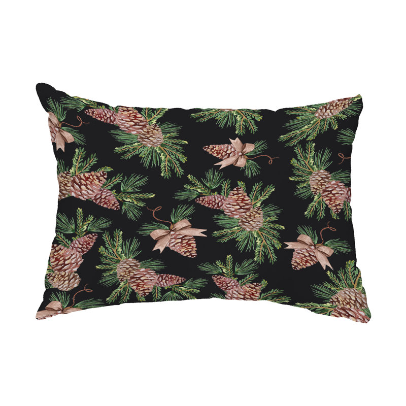 Greenery Outdoor Rectangular Pillow Cover and Insert, Black