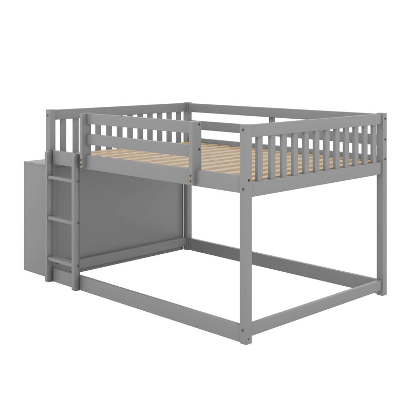 Lit superposé avec 4 tiroirs et 3 tablettes, Complète, gris