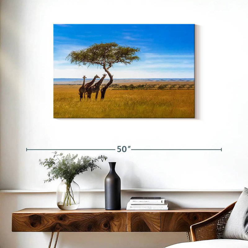 Brampt, savane, girafes d'Afrique, H 24 po x l 36 po