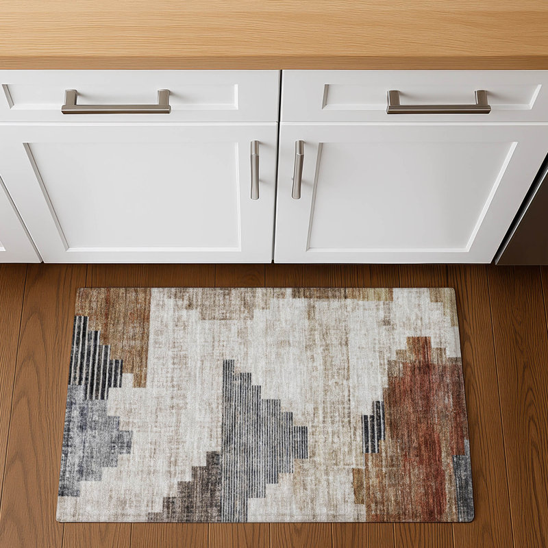 Tapis géométrique de qualité supérieure lavable à la machine Ashington AMF1829, Rectangle 1 pi 8 po x 2 pi 6 po