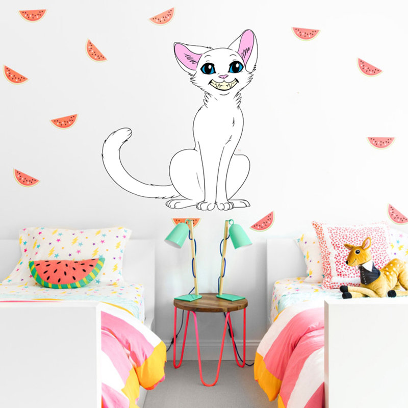 Adhésif décoratif chat Cartoon, H 46 po x l 55 po