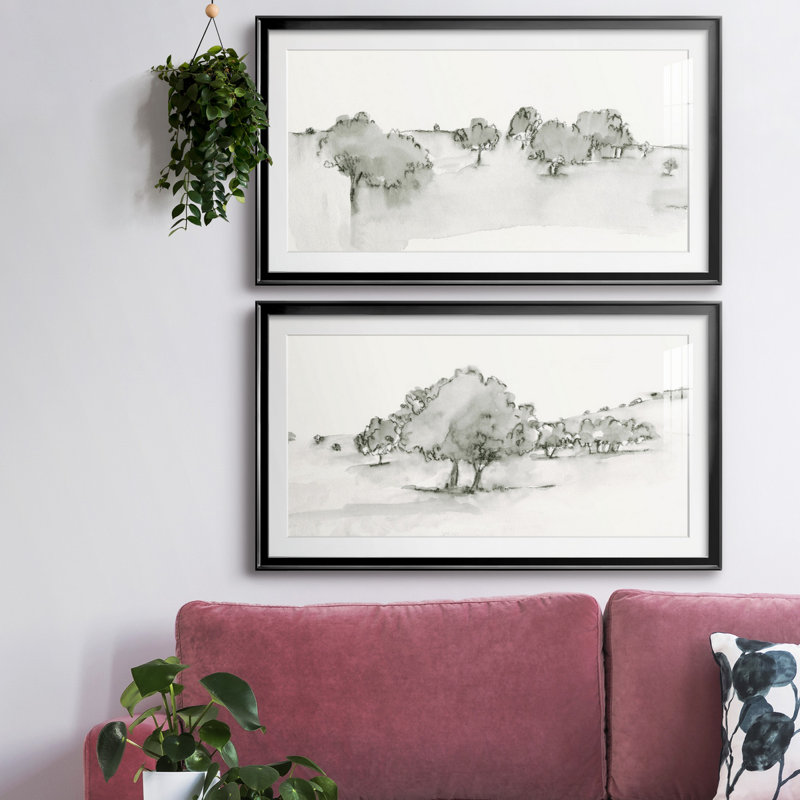" Scenic Scribble I " 2 - Pieces Painting Print, Black, 14.5" H x 26.5" W x 1" D