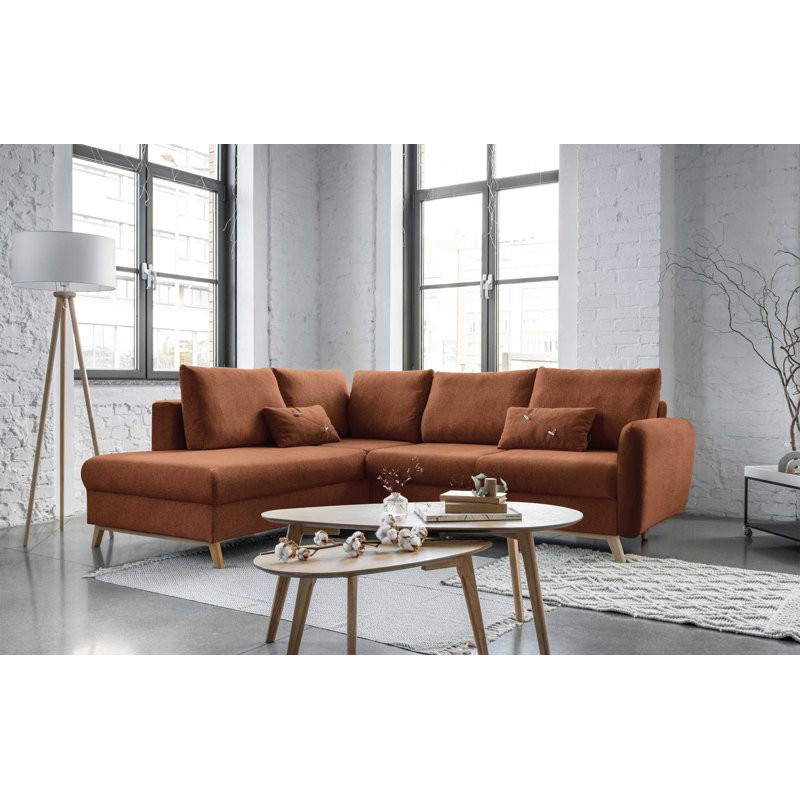 Scandic Lagom 6 Seater Sofa Bed, Left facing, Brick Red