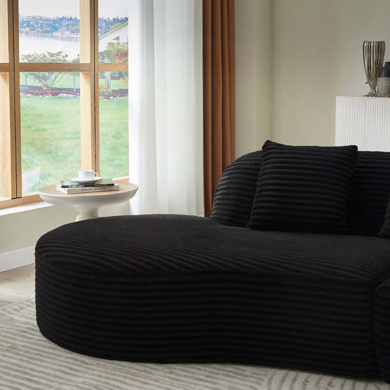 Canapé modulaire rembourré Corduroy, Noir