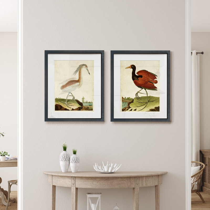 Heron portrait III-ensemble de 2 reproductions d’art sur papier encadrée