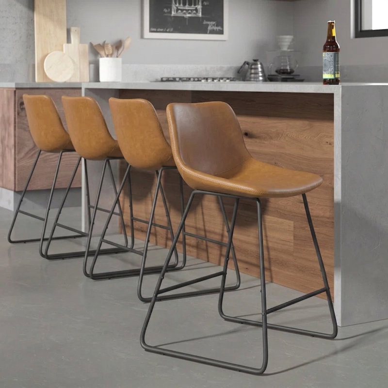 Hambrook Bar & Counter Stool, Whiskey Brown, 4, Counter Stool (24" Seat Height)