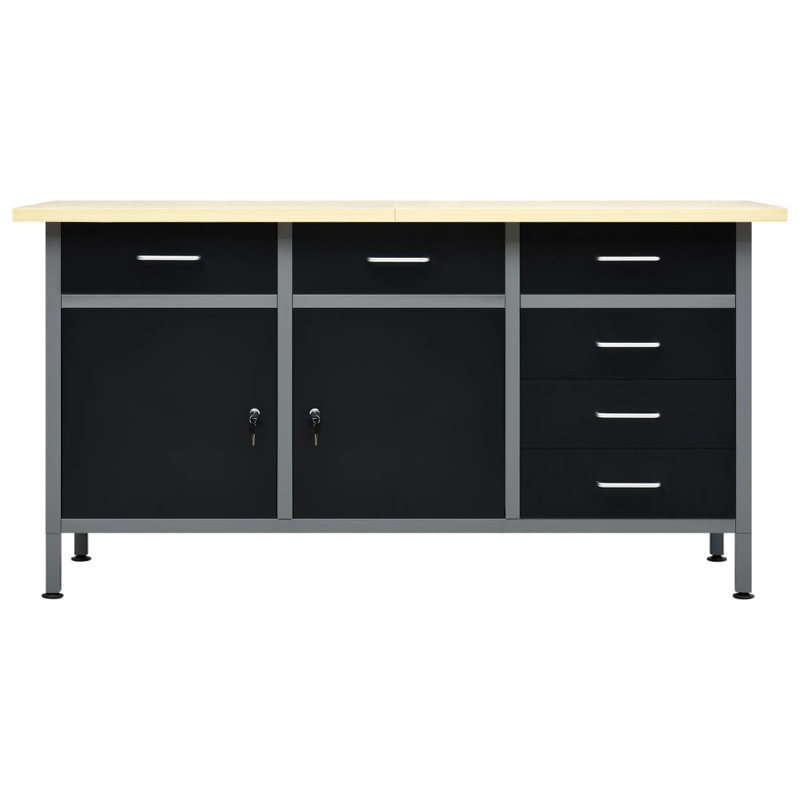 Kobbe 63" W x 23.6" D x 33.5" H Steel Workbench
