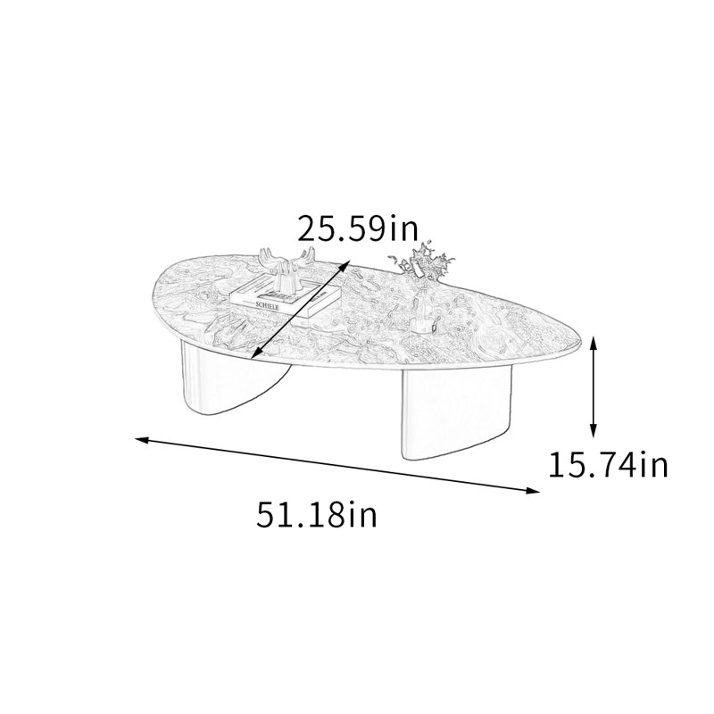 Table basse Modern Modern, H 15,74 po x L 51,18 po x l 25,59 po, Gris