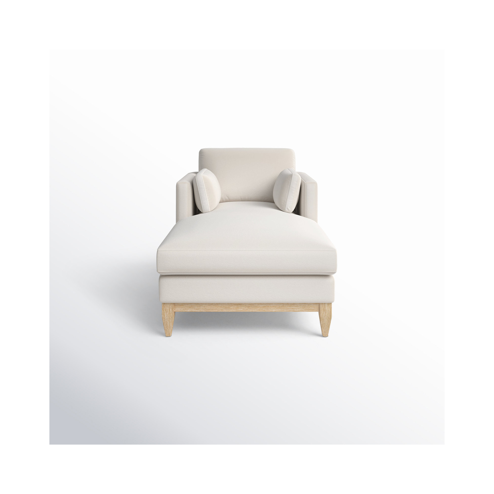 Pera Upholstered Chaise Lounge, French Beige Velvet