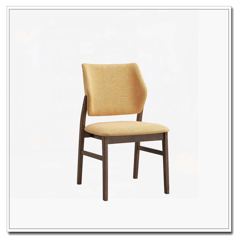 Chaises de salle à manger rembourrées avec cadre en bois, Jaune