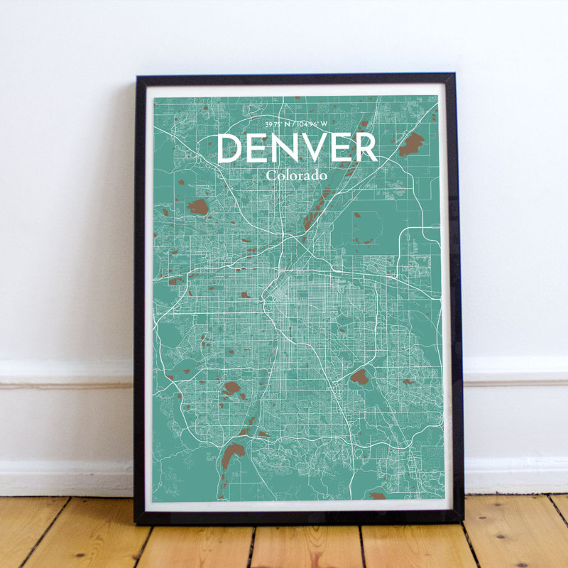 Denver City Map Wall Art, 70cm H x 50cm W x 0.13cm D