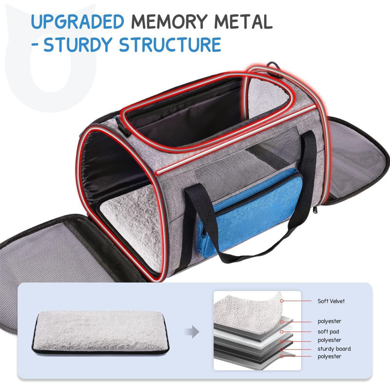 Cat Carrier For Large Cats 20 Lbs,Medium Cats Under 25 Lbs,2 Cats And Small Dogs With Unique Side Bag,Top Load Pet Carrier Soft-Sided Escape Proof With 4 Ventilated Windows