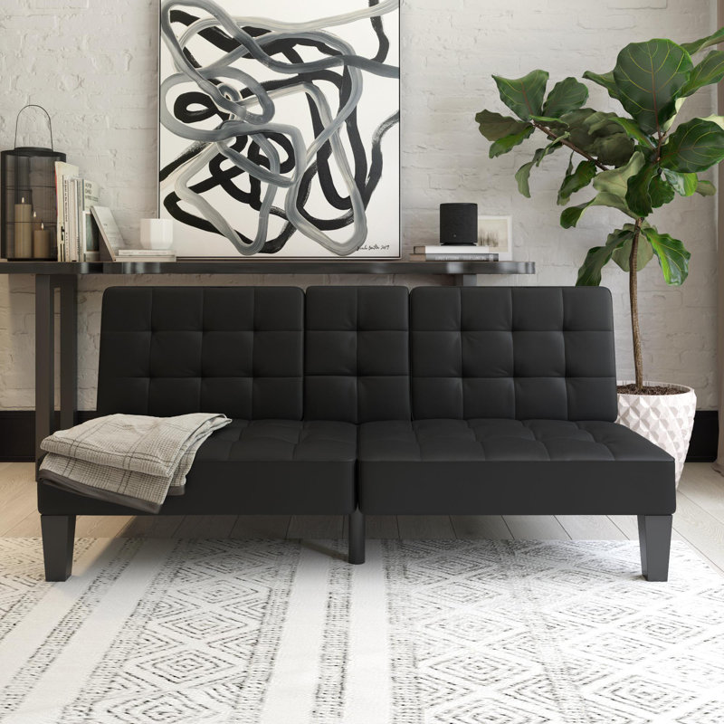 Alaira Full / Double 181.6cm Faux Leather Convertible Sofa