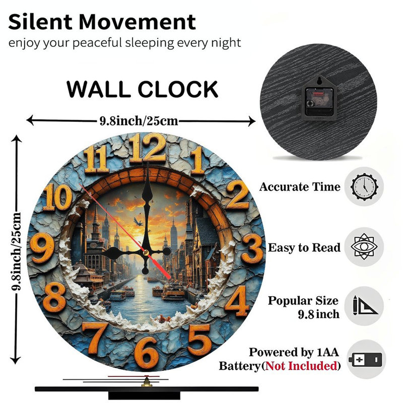 Décoration murale horloge de paysage urbain unique