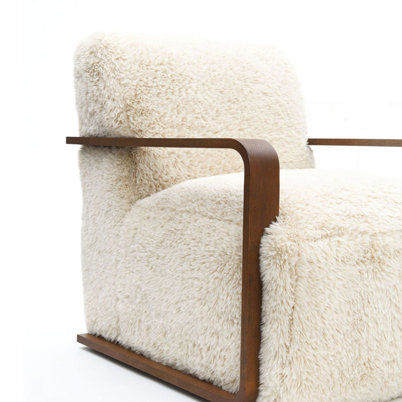Harry Soft Short-Haired Upholstered Accent Chair, Beige