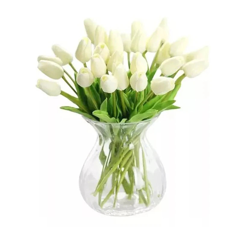 20 pièces de tulipes artificielles blanches