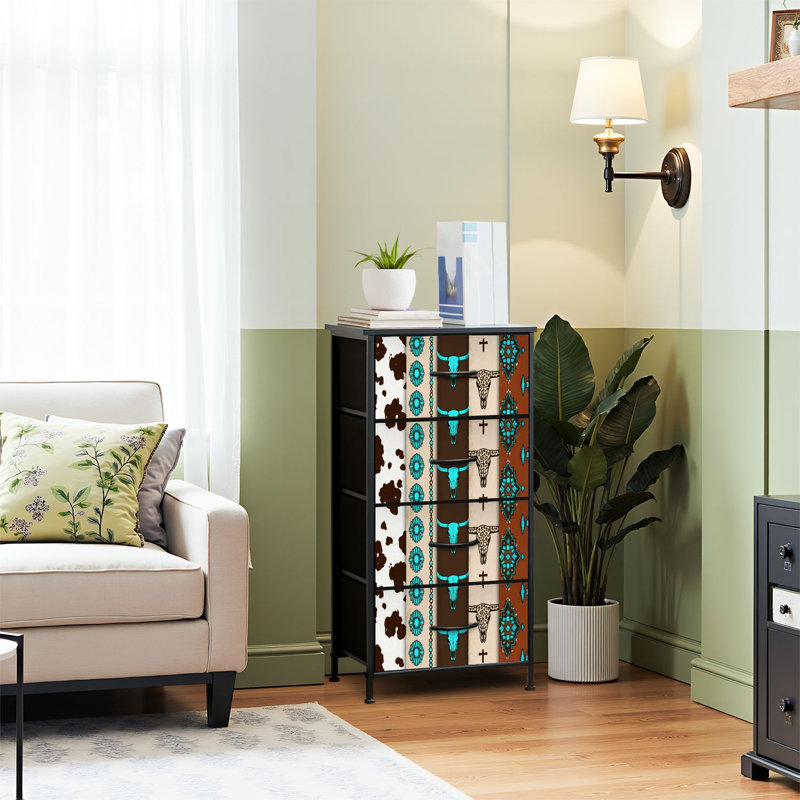 4 Drawer Dresser for Bedroom, Narrow Chest of Drawers, Wooden Top and Study Iron Frame 18"x37.5"-(WxH)