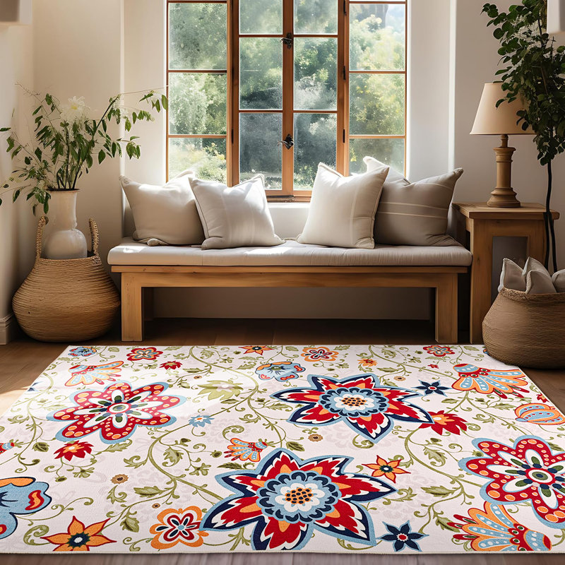 Allexys Floral Area Rug, Rectangle 122 x 183cm