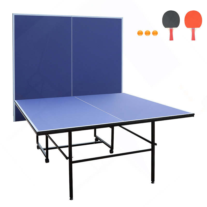 9Ft Mid-Size Table Tennis Table Foldable & Portable Ping Pong Table Set For Indoor & Outdoor Games