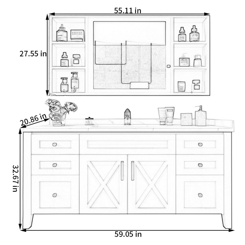 American style solid wood bathroom cabinet