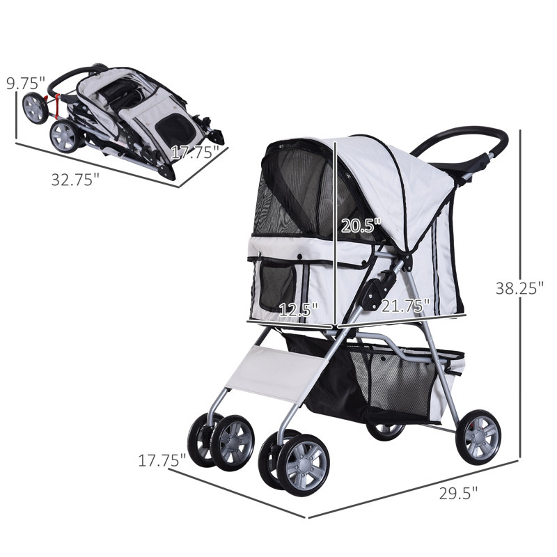Poussette standard pliante, Gris