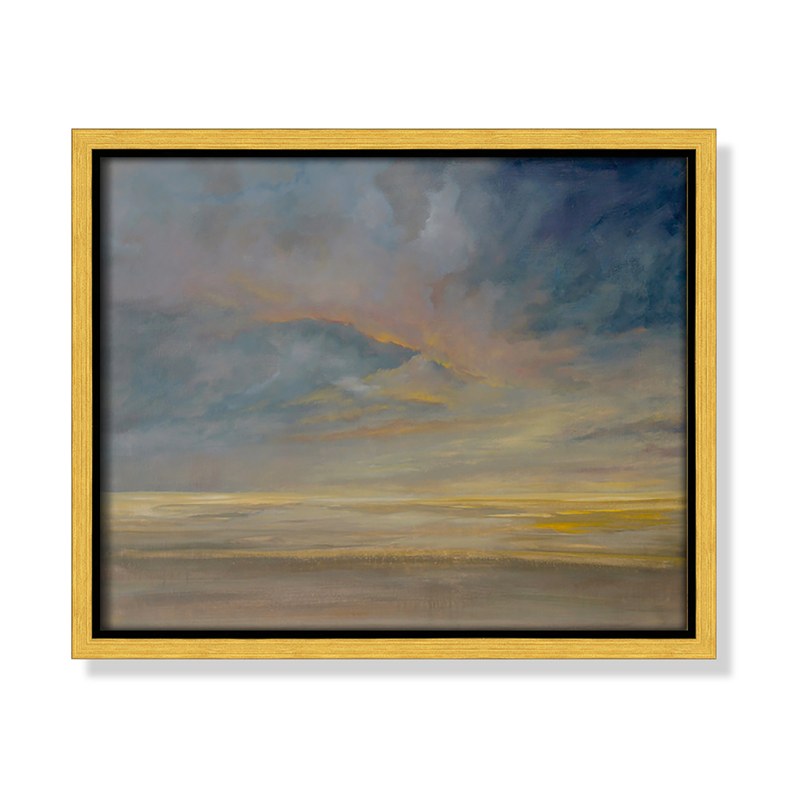 Saffi "Dawning Unrest" Painting, 9.5" H x 11.5" W, Gold