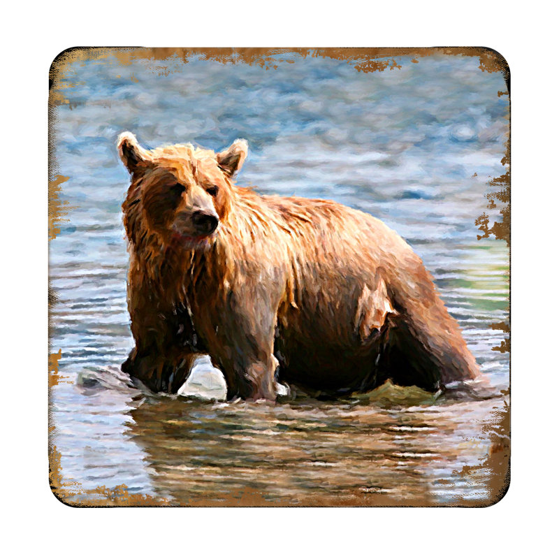 Wood Square 4 Piece Coaster Set