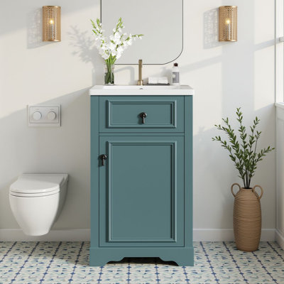 20" Freestanding Single Bathroom Vanity With Ceramic Sink & Soft-Close Door