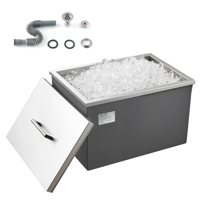 31.7 Qt Drop in Ice Chest Ice Cooler Ice Bin Stainless Steel 20"x14"x12"
