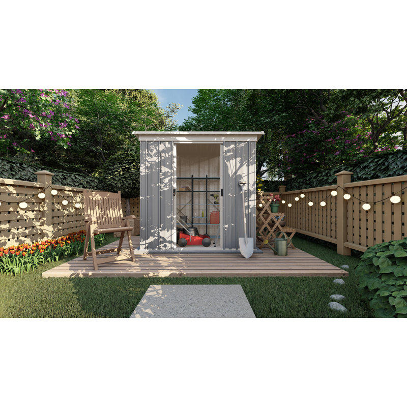 Tall 6 ft. W x 4 ft. D Metal Pent Garden Shed