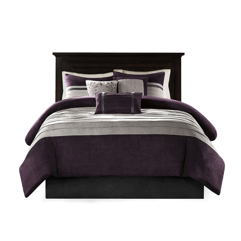 Édredon en faux suède mauve - très grand et tendance 7 pièces mauve, Mauve