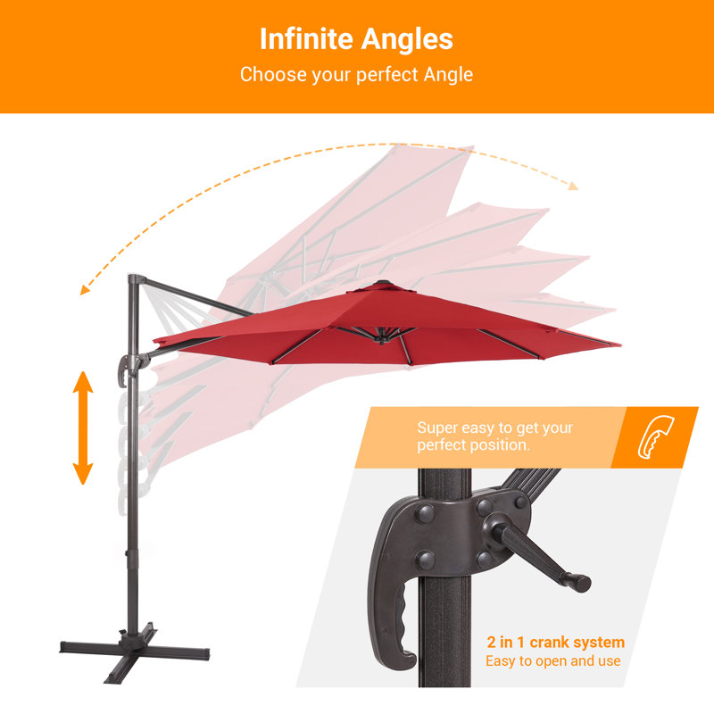 Parasol en porte-à-faux 132 po Rocelyn, Rouge rouille